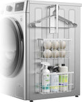 Laundry Room Organization and Storage Magnetic Dryer Ball Holder with Magnetic Hanger Holder, Magnetic Lint Bin for Washer Dryer, Iron Basket Dryer Ball Container, Magnetic Laundry Organizer (White) by Unknown
