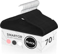 Black Velvet Hangers 70 Pack, Non Slip Felt Slim Hangers for Space Saving by Smartor