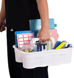 Matthew 3 Pack Large Plastic Tote Tool & Deluxe Supply Cleaning Caddy with Handle Portable Shower Basket Storage Caddy for Cleaning Products,Take-Out Drink,Bathrooms - White - Image 5