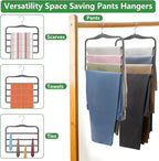 Closet Organizers and Storage,Pants Hangers Space Saving Velvet Hanger | Organization and Storage,Dorm Room Essentials for College Students Girls,Home Organization Scarf Jeans Hangers-2 Pack - Image 6