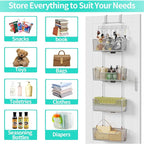 HapiRm Over The Door Organizer - Hanging Door Organizer with 4 Metal Large Capacity Baskets and Adjustable Coat Hook for Bathroom Bedroom Kitchen Pantry Closet Cabinet - Image 5