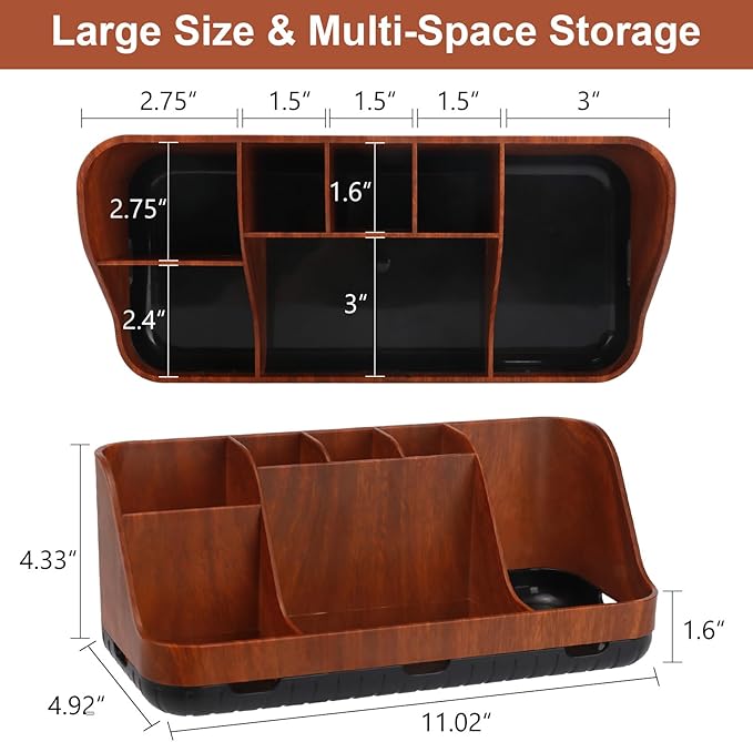 GFWARE Bathroom Decor and Accessories - Detachable 7 Slots Kids Electric Toothbrush and Toothpaste Holde for Bathroom Tray Countertop Vanity Storage, Bathroom Sink Storage Organizer, Red Wood - Image 7