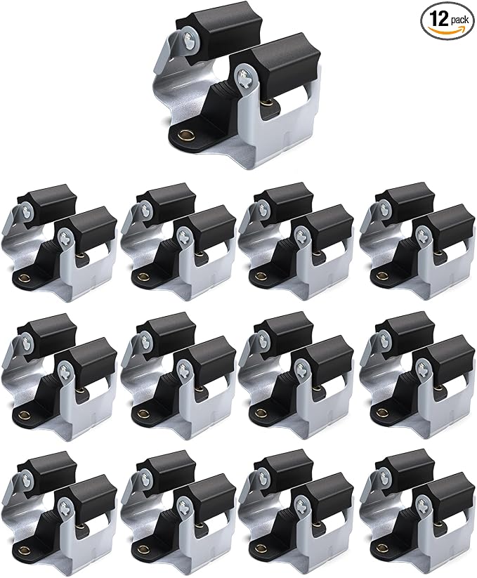 3-H Mop Holder 12 Pack,Brush Holder,Broom Holder Wall Mounted for Kitchen Bathroom Laundry Room Shed Garage Garden(Black) by 3-H
