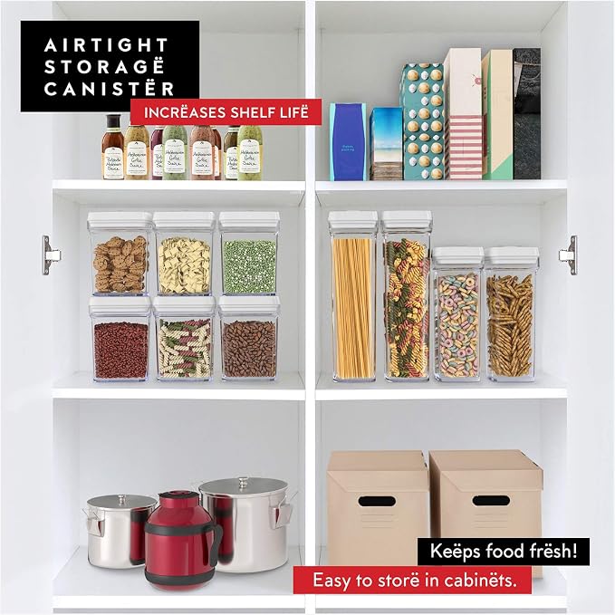 DWËLLZA KITCHEN Pasta Storage Containers for Pantry - Set of 2 White Airtight Spaghetti Container Storage - Ideal for Spaghetti & Noodles, Kitchen Pantry Organization and Storage, Keeps Food Fresh - Image 2