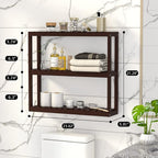 Domax Bamboo Bathroom Shelf 3-Tier Wall Mount Storage Rack Multifunctional Adjustable Layer Free Standing Over Toilet Utility Shelves Living Room Kitchen (Brown) - Image 3