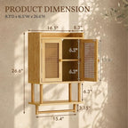 AmazerBath Bathroom Wall Cabinets, Bamboo Medicine Cabinet with Rattan Door, Over The Toilet Storage Cabinet with Towel Bar, Wall Mounted Cabinet with Adjustable Shelves for Small Spaces - Image 2