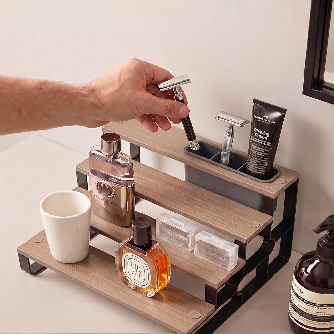 4 Tier Cologne Organizer for Men, Perfume Stand with Toiletry Caddy - Image 5