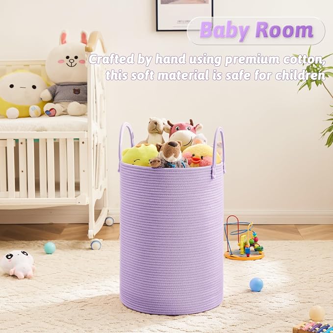 Artfeel Laundry Basket,Woven Cotton Rope Laundry Hamper,40L for Decorative Storage of Dirty Clothes,Toys and Blankets in Bathroom,Baby Room and Living Room - Image 4