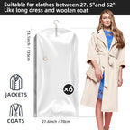 Hanging Vacuum Storage Bags, Space Saver for Clothing, 6 Long with Pump | Vacuum Seal Bags for Clothing with Electric Pump, Hanging Garment Storage for Jackets, Suit, Dresses, Winter Closet Organizer - Image 2