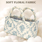 Fabric Storage Basket 2 Pack,Large and Mini Boho Laundry Nursery Hamper Portable Folding Organizer for Car Bedroom (Blue Vine) - Image 3