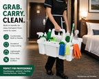 Tribello Libman Maid Caddy Cleaning Organizer, Heavy-Duty Janitorial Carry Caddy with Bottle Holders, Toilet Brush Holder & Tool Compartments, Commercial Cleaning Supply Tote (White) - Image 5