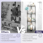 SWTYMIKI Standing Shower Caddy Corner - 4‑Tier Stainless Steel Shower Organizer Shelf with 12 Hooks and Adhesive Pads, Rustproof Corner Shelves Stand Rack for Bathroom Shower Room, Gray - Image 2