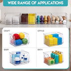 Novabright 4 Pcs Clear Plastic Storage Bins Stackable Pantry Storage Organizer Kitchen Cabinet Organizers Ideal Containers for Coffee Pod Tea Sugar Bag Office Fridge Caddy - Image 5