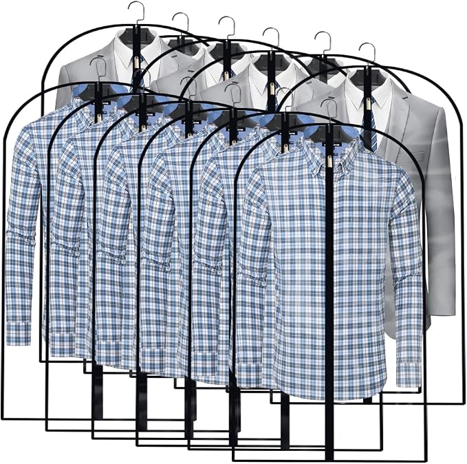 Garment Bags for Hanging Clothes (Set of 12) Suit Cover Travel Garment Bag for Closet Clothes Storage Bag Plastic Suit Bags for Closet Storage Bag with Zipper for Coats, Jackets, Shirts by HomeClean