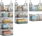 VyGrow 5 Tier Hanging Closet Organizer with Adjustable Dividers, Heavy-Duty Storage Shelves for Clothing, Kitchen, Laundry Room, Extra Large Baskets, 15.7" W x 11.8" D x 51" H, Black by VyGrow