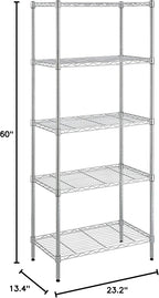Amazon Basics 5-Shelf Adjustable Storage Shelving Unit for Garage, Steel Wire Rack, 200 Pound Loading Capacity per Shelf, 23.2" x 13.4" x 60", Chrome Finish - Image 11
