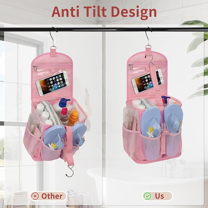 Hanging Mesh Shower Caddy Portable for College Dorm Room Essentials Pink - Image 2