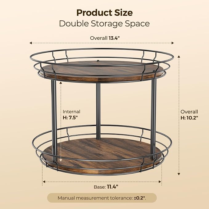 LAMU 2 Tier Lazy Susan Turntable Rotating Spice Rack Organizer for Cabinet - Image 8