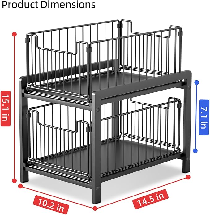 2-Tier Pull Out Cabinet Organizer, Slide Out Under Sink Organizer - Image 2