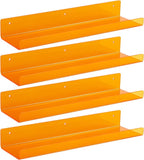 upsimples 4 Pcs 15" Acrylic Shelves for Wall Decor and Display, Orange - Image 8