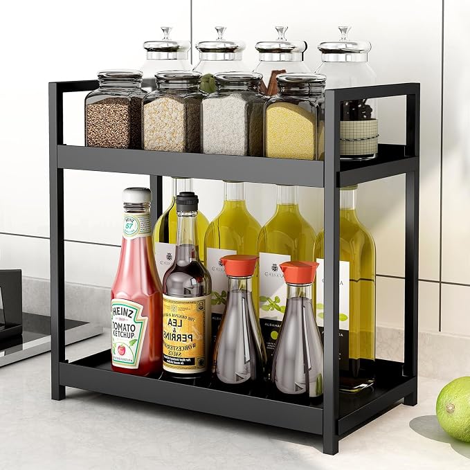 Bathroom Counter Organizer Vanity Storage Countertop Shelf, Large Black - Image 4