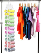 Legging Storage Bag Hanger - Can Hold 24 Leggings, Shirts or Jeans - Foldable Clothes Organizer, Portable Closet Roll Holder (White) - Image 5