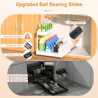 YJHome 2 Pack Expandable Under Sink Organizer, 2 Tier Pull Out Cabinet Organizer with Smooth Ball Bearing Slides, Adjustable Height Cabinet Storage Shelves for Kitchen, Bathroom, Laundry, Pantry - Image 2