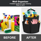 Cleaning Caddy with Handle, Cleaning Products Organiser, 17L Foldable Storage Basket, Cleaning Caddy Organiser, Portable Multi Cleaning Bucket Bag for Home, Garden (Black) - Image 2
