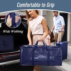 12 Pack Extra Heavy Duty Large Moving Bags with Strong Zipper, Dark Blue | Comfortable Handles, Sturdy & Durable Clothes Storage Bags Totes Bins, Blue Packing Moving Boxes for College Supplies - Image 6