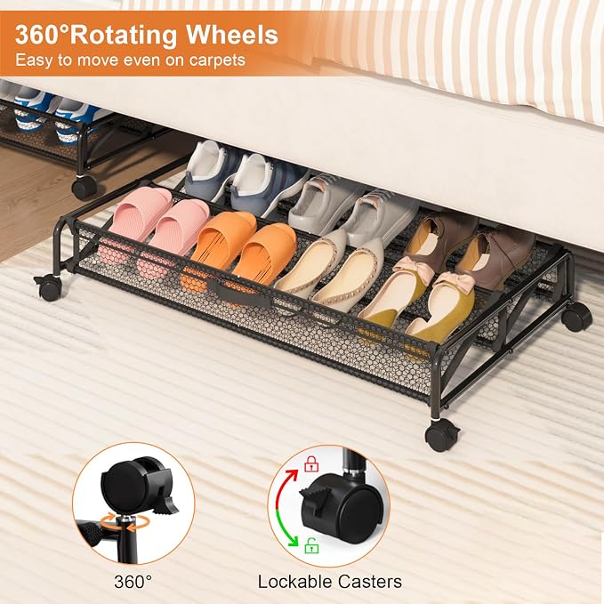 Under Bed Shoe Storage, Rolling Under-bed Storage Containers - Image 4