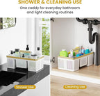 BYUNER Portable Cleaning Caddy & Shower Basket: Hard Plastic Caddy Organizer with Handle, 4 Divided Compartments, All-Side Drainage for Bathroom, Dorm & Utility, College Dorm Room Essentials - Image 2
