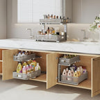 2 Pack 17.3IN-Depth Under Sink Organizer with Smooth Cylindrical Rail,2-Tier Pull Out Multi-Purpose Cabinet Storage for Bathroom&Kitchen,Height Adjustable,Rust-Resistant Coating-Gun Gray - Image 6