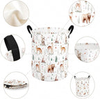 MAIZMZ Woodland Animal Storage Bin, Waterproof Lining Laundry Basket with Leather Handles for Kids Room, Gifts - Image 5