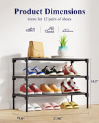 Kitsure Shoe Rack - Non-Woven Shoe Rack Shelf, 27.5" Wide - 3 Tier, Black | Shoe Organizer for Closet, Entryway, Garage, Stackable Shoe Shelves, college dorm&apartment essentials - Image 3