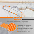 Plastic Hangers 50 Pack, Cascading Slim Space Saving Clothing Hangers with 360° Rotating Hook, Non Slip Clothes Hangers for Sweater Shirt, Heavy Duty Coat Hanger with Inner Hook for Closet, Grey - Image 8