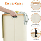 Lifewit 150L Large Laundry Basket with Lid, 2 Removable Bags, White - Image 6