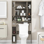 Vabches Over The Toilet Storage Cabinet with Doors and Shelves, Grey - Image 3
