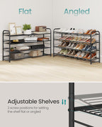 SONGMICS 4-Tier Long Stackable Metal Shoe Rack, Holds Up to 20 Pairs | Shoe Organizer for Closet, Entryway, and Small Spaces, with Adjustable Slanted Shelves, Black, DAVIAN Collection ULMR107BD01 - Image 3