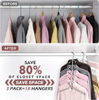 Space Saving Clothes Hangers,6 Tier Non Slip Shirt Hangers Closet Organizer | Space Saving Coat Hanger with Foam Padding,Closet Organizers and Storage for Shirts, Sweaters, Jackets, 3 Pack, Gray - Image 6