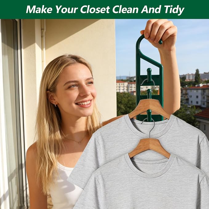 15 Pack Space Saving Hanger Holders, Sturdy Plastic Clothes Hangers, Multiple Shirt Hanger, Vertical Closet Hangers with 5 Holes for College Dorm Room, Closet Organizers and Storage - Image 7
