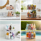 Lazy Susan 2-Tier Medicine Cabinet Organizer, Clear Plastic Spinning Spice Organization for Cabinet, Rotatable Makeup Organizer Countertop for Bathroom Vanity, Kitchen Pantry & Small Spaces Storage - Image 4