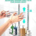 Shower Caddy Hanging for Handheld Showerheads Adjustable Hagging Shower Caddy, Stainless Steel Hose Hanging Shower Organizer 4 Levels Height Shower Rack (Sliver) - Image 3