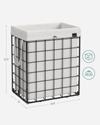 SONGMICS Laundry Hamper, 23.8 Gal. (90L) Laundry Basket, Collapsible Clothes Hamper, Black and White ULCB190W01 - Image 5