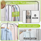 LANDNEOO 6 Pack Clear Garment Bags for Hanging Clothes with Zippers on Double Sides - 10'' Clothes Storage for Coat, Dress, and Fur in Closet - 40'' Long Suit Bags - Image 3