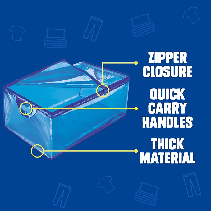 Ziploc Flexible Totes, X-Large Size, 22 Gallon, 2 Count Organizing Tote with Zipper and Built‑In Handles, Flexible & Stackable Clothing and Home Storage Bag - Image 4