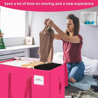 Moving Bags Heavy Duty Hot Pink – Large Packing Bags for Moving, Extra Large Storage Totes with Zippers and Handles - Image 4