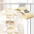 Velvet Felt Stackable Hangers 50 Pack, Thin & Space Saving, Ivory | Non Slip, 15Lbs Capacity Heavy Duty With 360° Swivel Hook, Shoulder Notches, No Shoulder Bump, for Coat Suit Shirt Dress by UEAKPIC