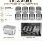 Ankou Snackle Box Container, Stainless Steel Divided Serving Tray with Lid, Handle and Forks - Image 3