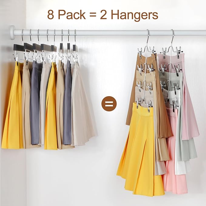 TOPIA HANGER 4 Tier Metal Skirt Hangers with Clips 80% Space Saving 2 Pack - Image 3