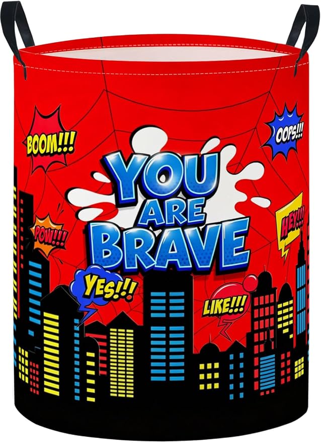 Baby Laundry Basket Baby Nursery Hamper Kids Laundry Basket Toy Storage Bin for Boys Room Decor Gift Baskets for Bedroom Bathroom(Red City) by TIBAOLOVER